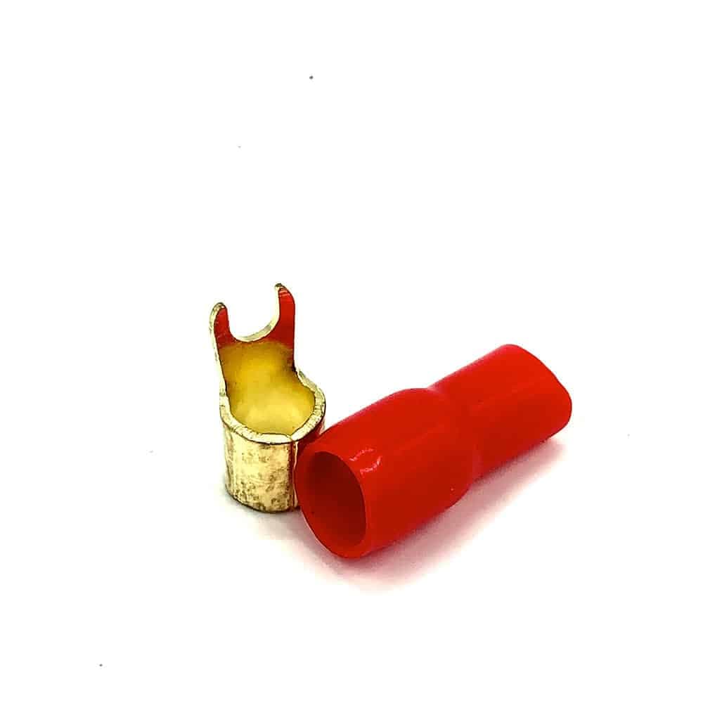 4 Gauge Fork Terminal Red – 10 Pack
