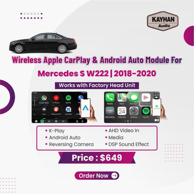 Wireless Apple CarPlay & Android Auto Module For Mercedes S W222 2018-2020