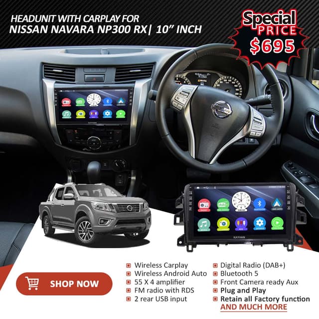 Headunit With Carplay For NISSAN Navara RX 2015-2021 | 10″ inch