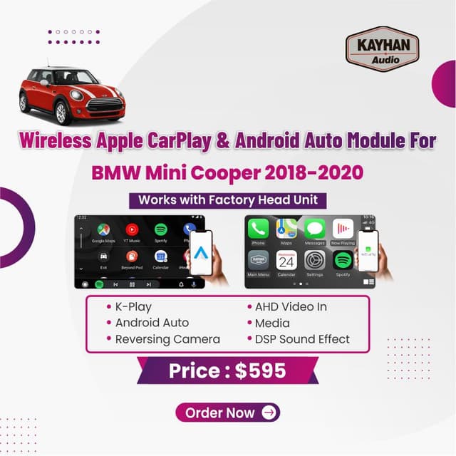 Wireless Apple CarPlay & Android Auto Module For BMW Mini Cooper 2018-2020