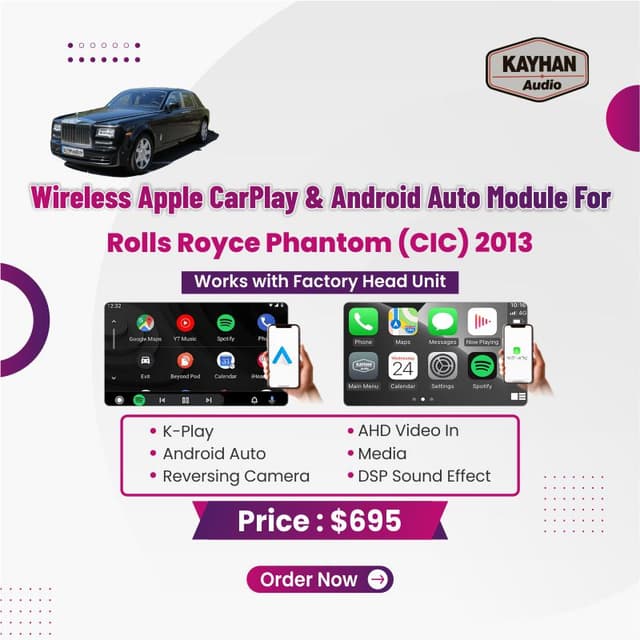Wireless Apple CarPlay & Android Auto Module For Rolls Royce Phantom 2013