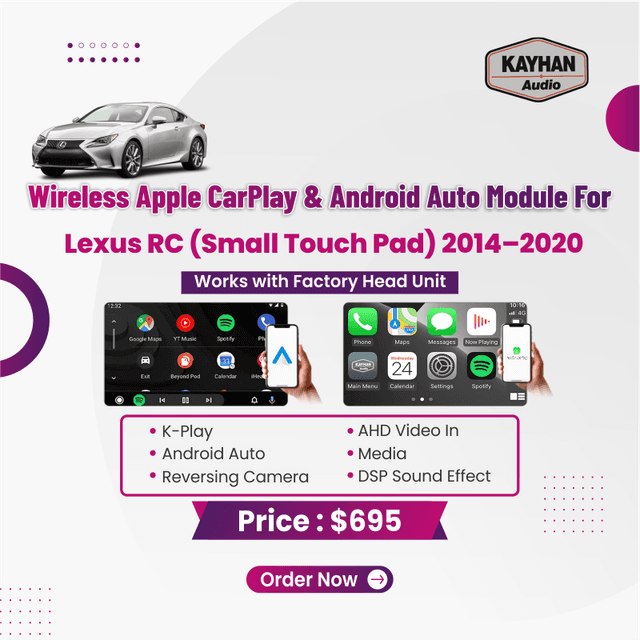 Wireless Apple CarPlay & Android Auto Module For Lexus RC (Small Touch Pad) 2014-2020