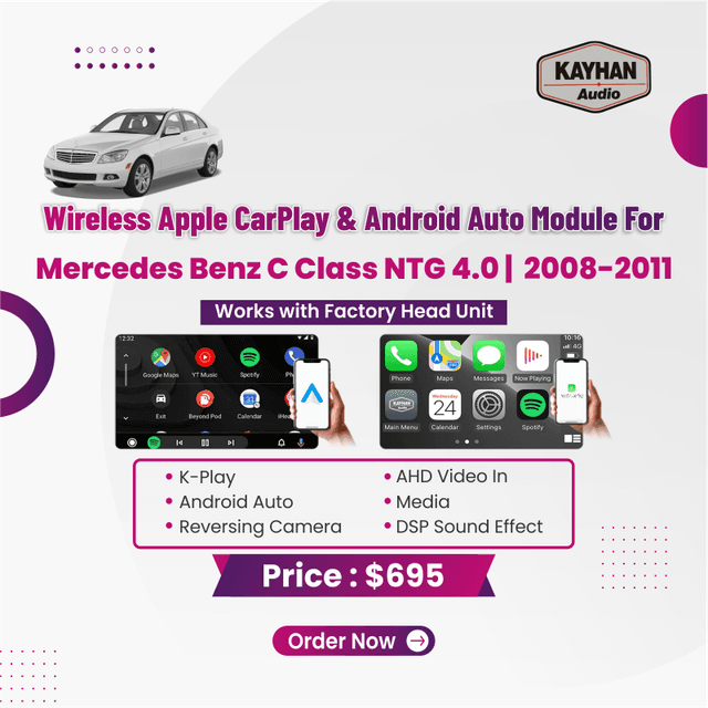 Wireless Apple CarPlay & Android Auto Module for Mercedes Benz C-Class NTG 4.0 2008–2011