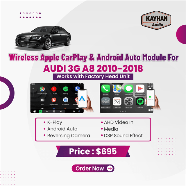 Wireless Apple CarPlay & Android Auto Module for Audi 3G A8 2010-2018