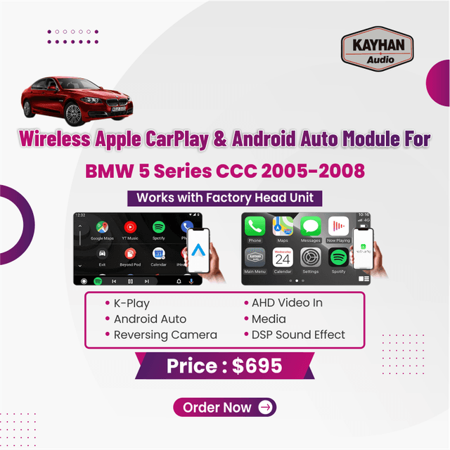 Wireless Apple CarPlay & Android Auto Module for BMW 5 Series CCC 2005-2008