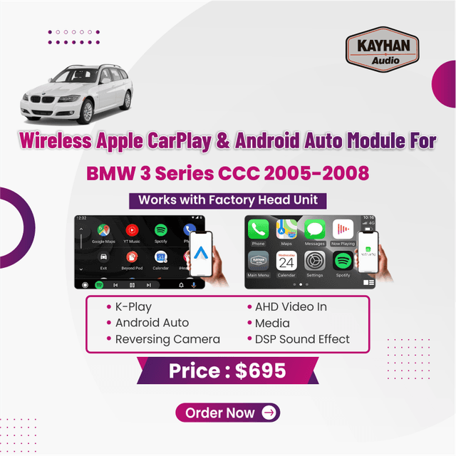 Wireless Apple CarPlay & Android Auto Module for BMW 3 Series CCC 2005-2008