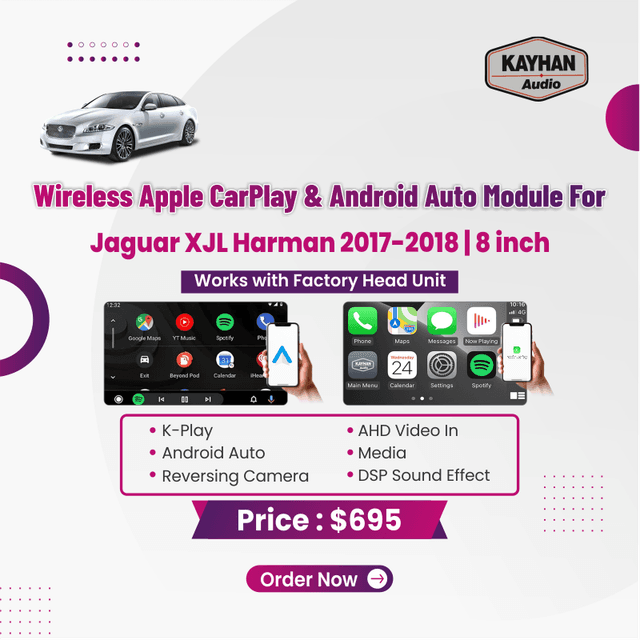Wireless Apple CarPlay & Android Auto Module for Jaguar XJL Harman 2017-2018 | 8 inch