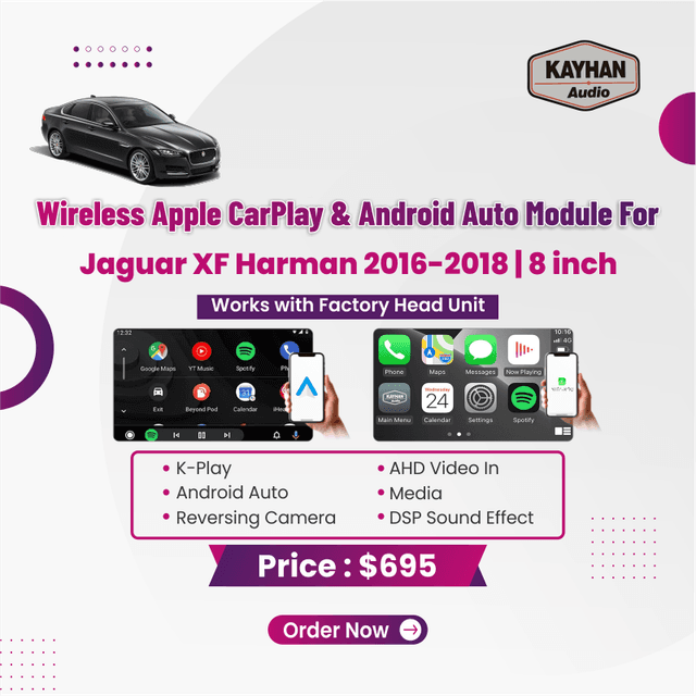 Wireless Apple CarPlay & Android Auto Module for Jaguar XF Harman 2016-2018 | 8 inch