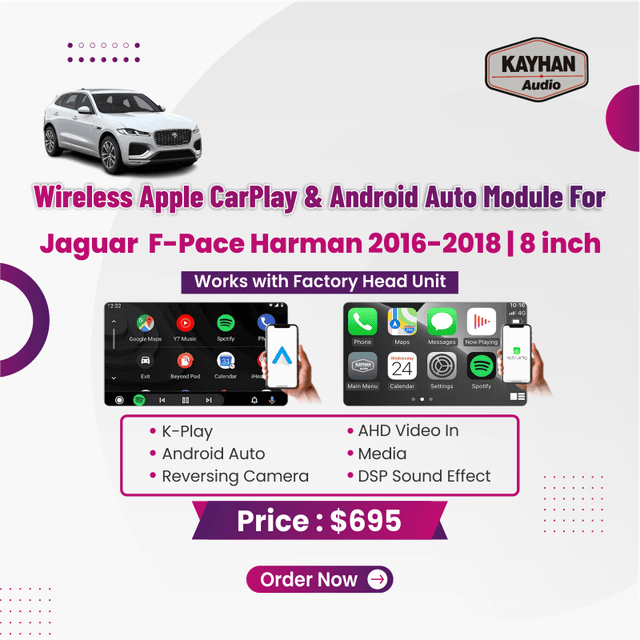 Wireless Apple CarPlay & Android Auto Module for Jaguar  F-Pace Harman 2016-2018 | 8 inch