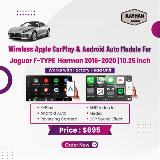 Wireless Apple CarPlay & Android Auto Module for Jaguar F-TYPE  Harman 2016-2020 | 10.25 inch