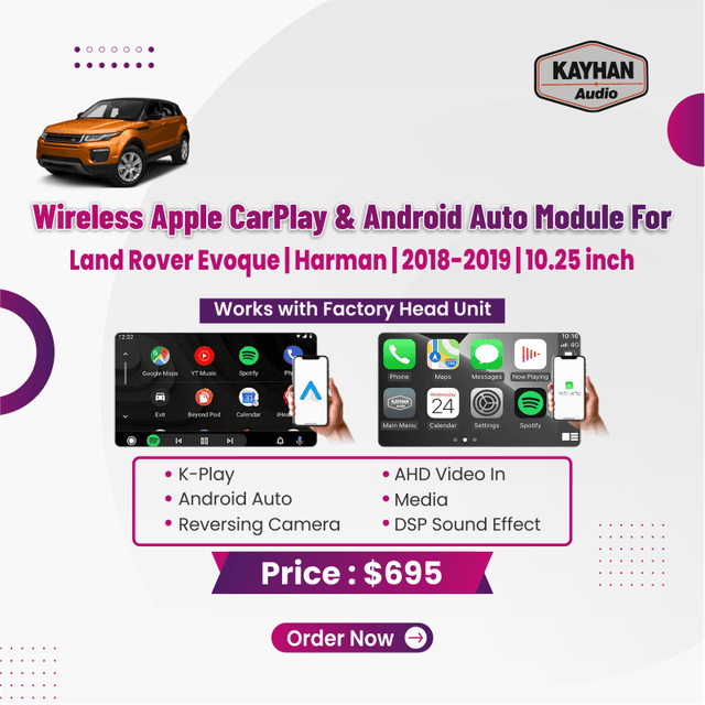 Wireless Apple CarPlay & Android Auto Module for Land Rover Evoque Harman 2018-2019 | 10.25 inch