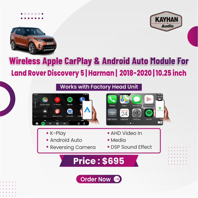 Wireless Apple CarPlay & Android Auto Module for Land Rover Discovery 5 Harman 2018-2020 | 10.25 inch