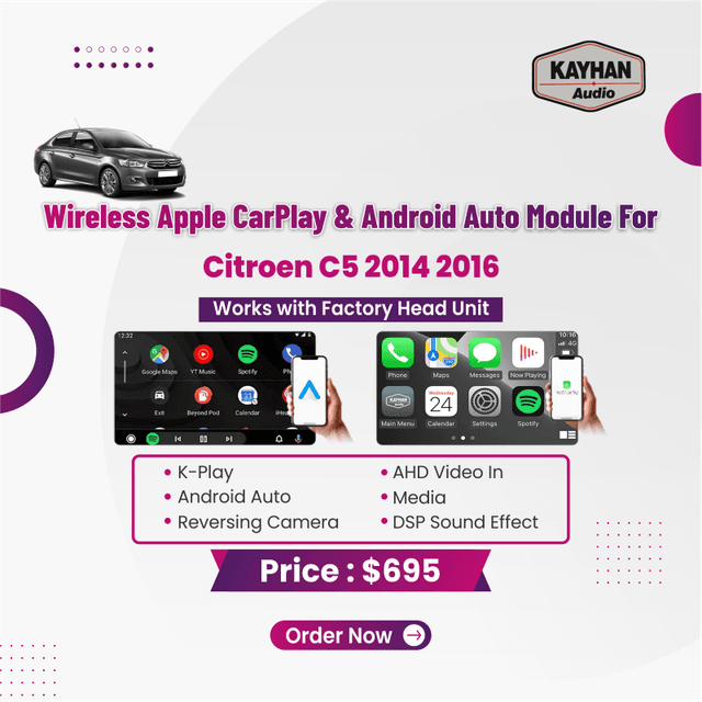 Wireless Apple CarPlay & Android Auto Module For Citroen C5 2014 2016