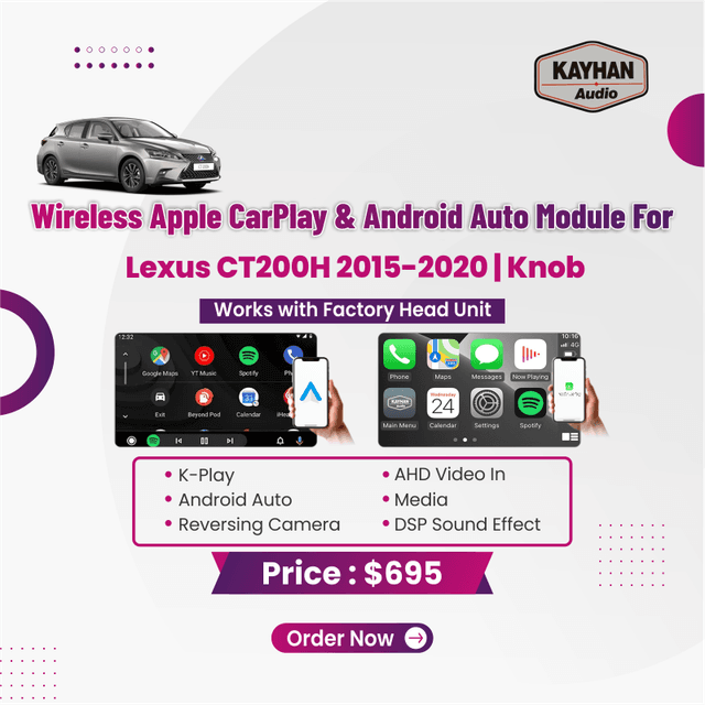 Wireless Apple Carplay & Android Auto Module For Lexus CT200H 2015-2020 | Knob  