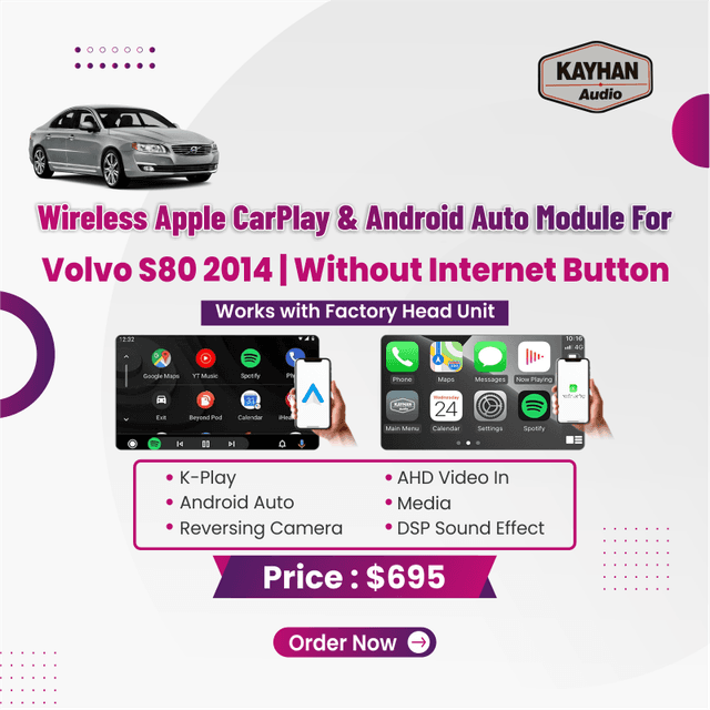 Wireless Apple Carplay & Android Auto Module For  Volvo S80 2014  Without Internet Button