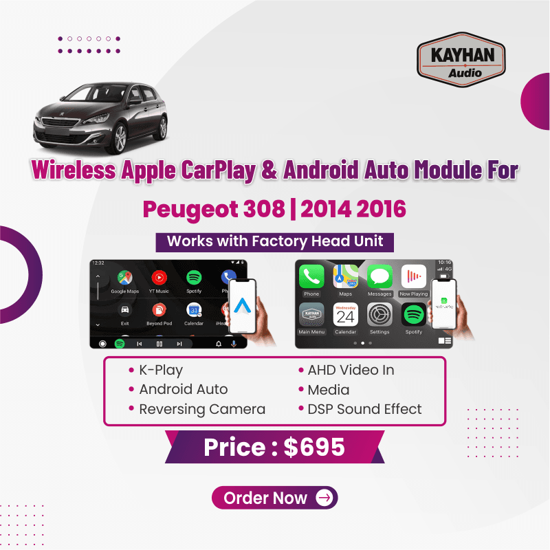 Wireless Apple CarPlay & Android Auto Module For Peugeot 308 2014-2016