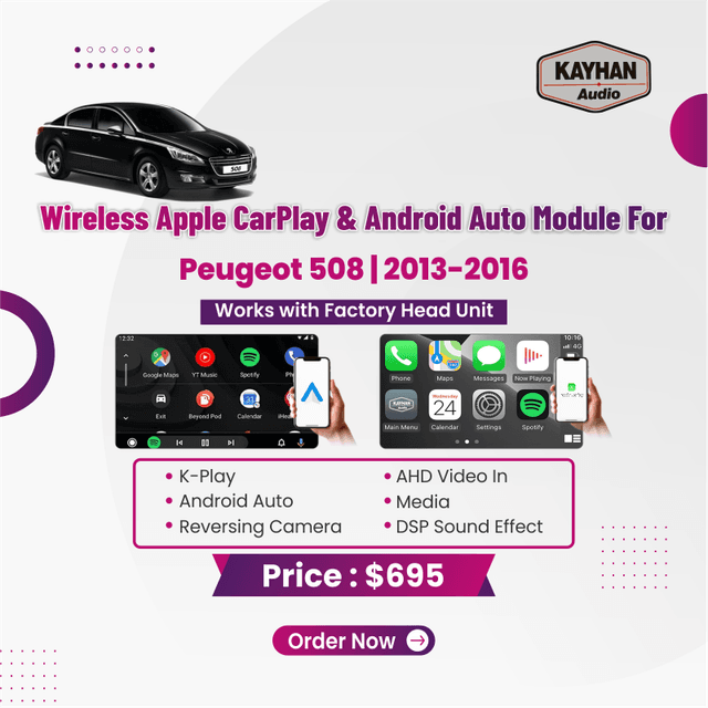 Wireless Apple CarPlay & Android Auto Module For Peugeot 508 2013-2016