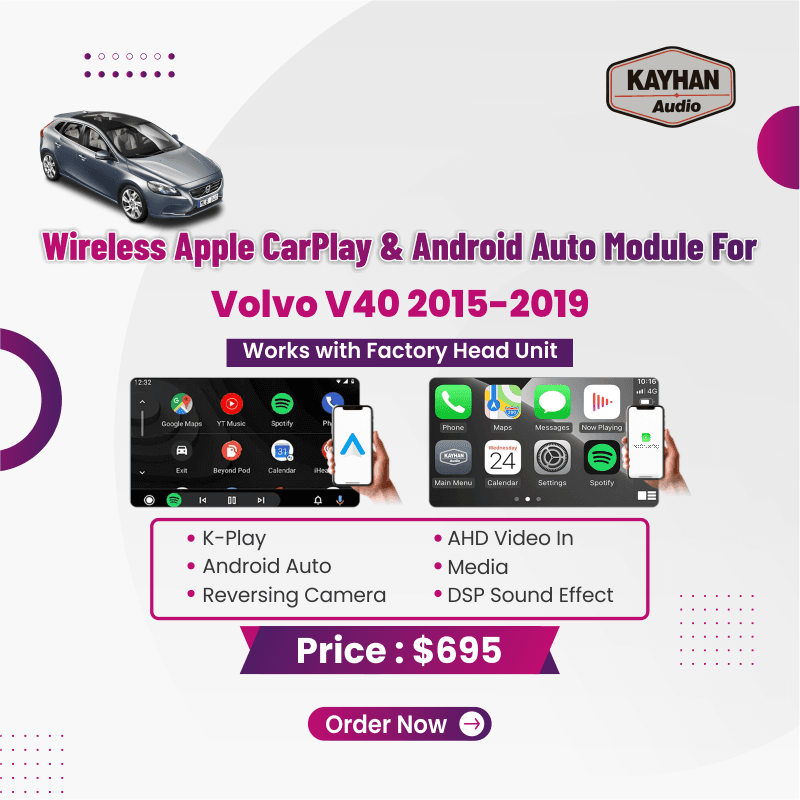 Wireless Apple CarPlay & Android Auto Module For Volvo V40 2015-2019