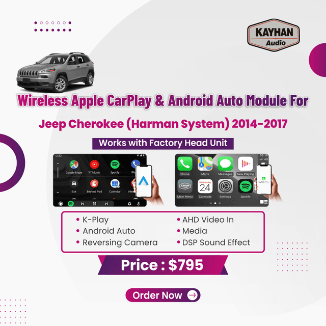 Wireless Apple CarPlay & Android Auto Module For Jeep Cherokee (Harman System) 2014-2017