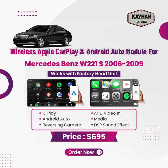 Wireless Apple CarPlay & Android Auto Module For Mercedes Benz W221 S 2006 2009