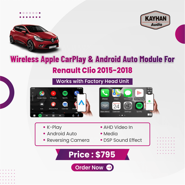 Wireless Apple CarPlay & Android Auto Module For Renault Clio 2015-2018