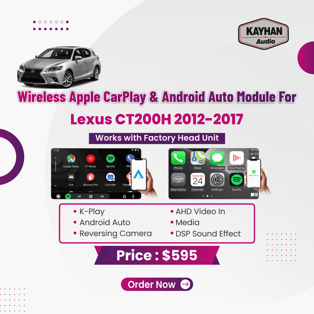 Wireless Apple CarPlay & Android Auto Module For Lexus CT200H 2012-2017